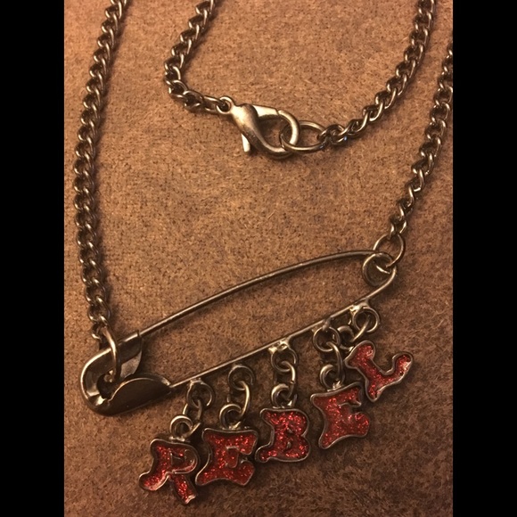 “REBEL” Necklace - red letters on a Safety Pin - FUN, SASSY & BADASSY - Picture 3 of 12